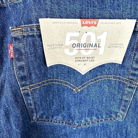 Levi’s NWT 501xx Straight Leg Blue Denim‎ Jeans Men’s 42 x 30 - Picture 9 of 13